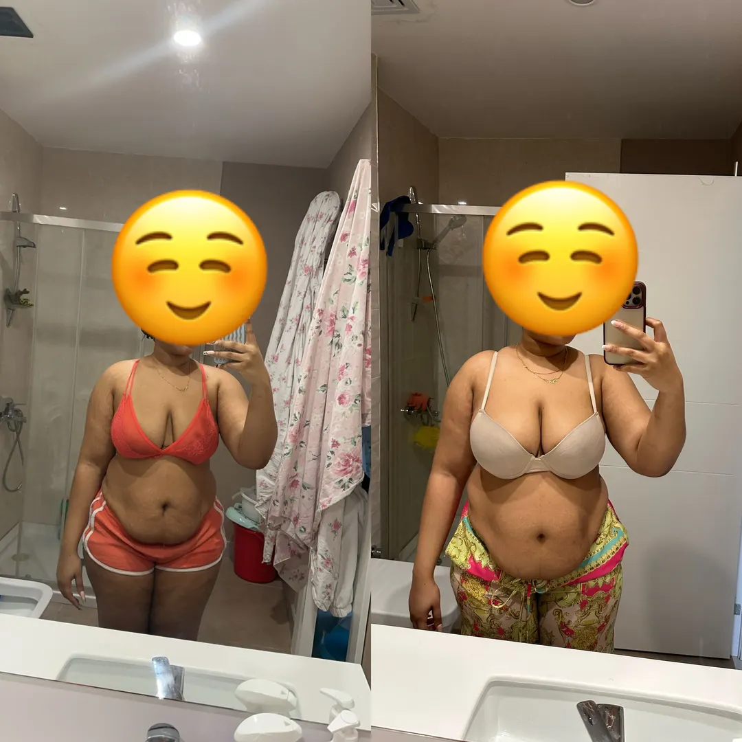 A member's before and after photos, side by side.