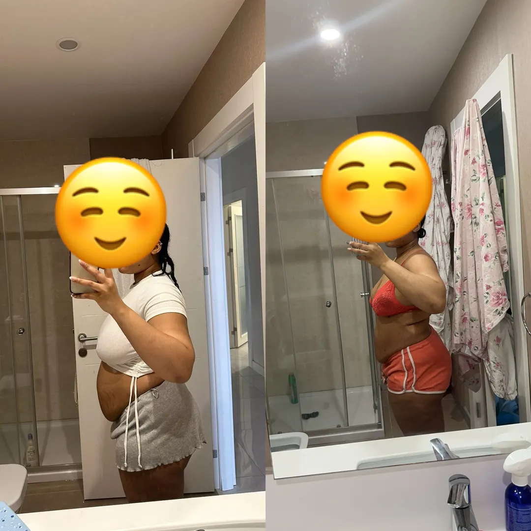 A member's before and after photos, stacked.