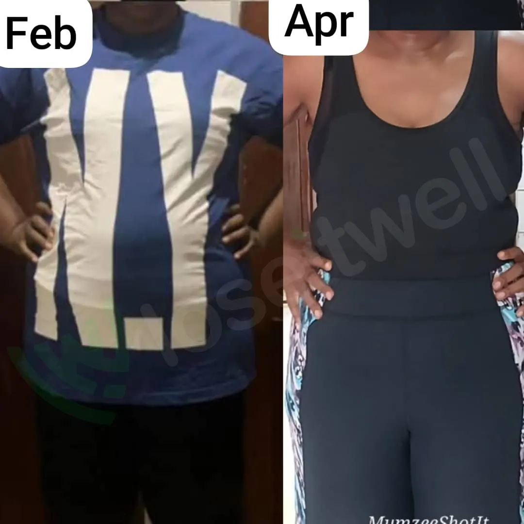 A member's before and after photos, side by side.