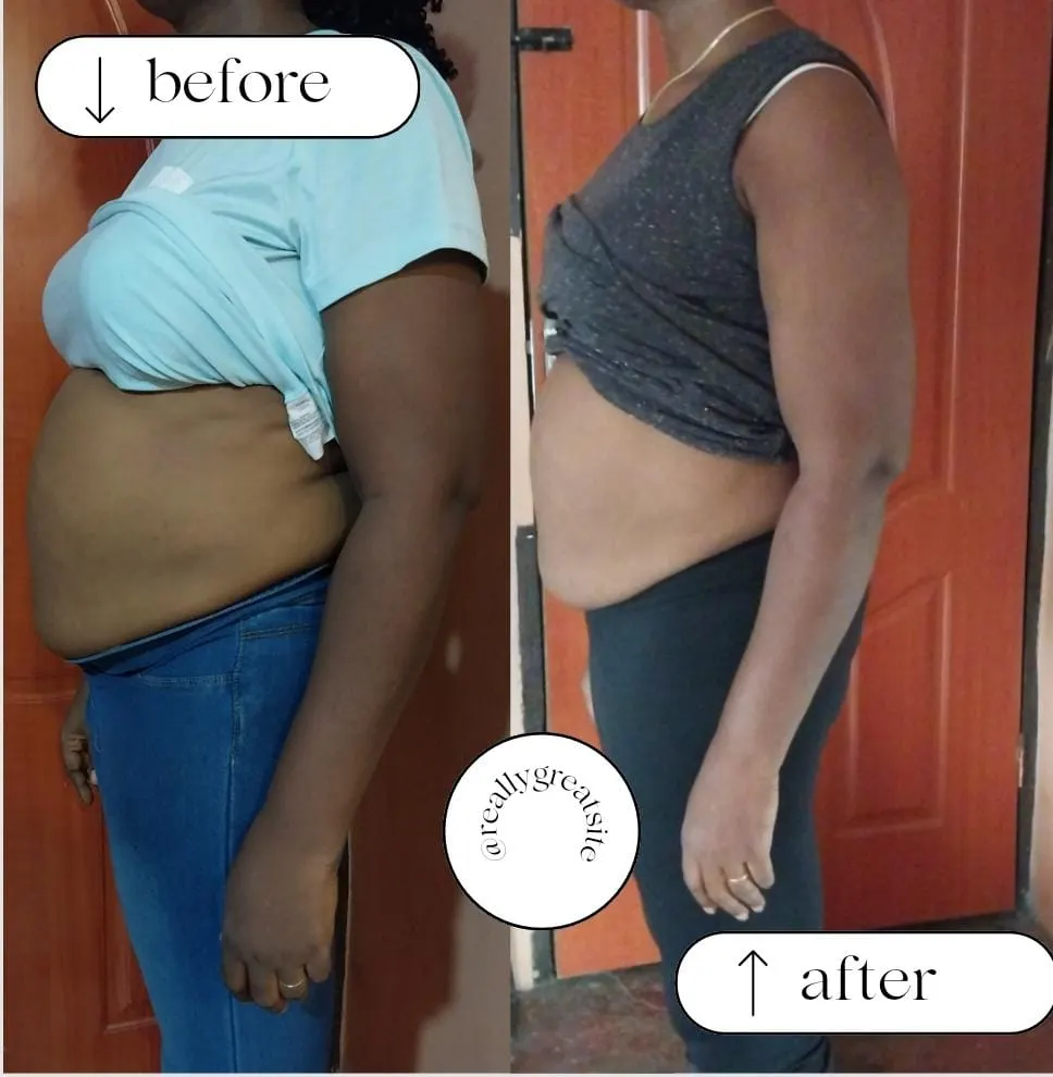 A member's before and after photos, side by side.