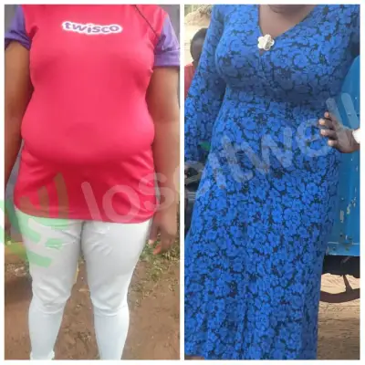 A member's before and after photos, side by side.