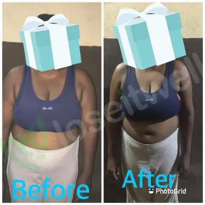 A member's before and after photos, side by side.