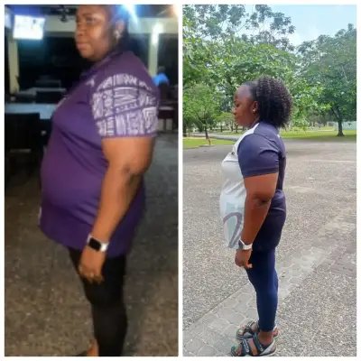 A member's before and after photos, side by side.