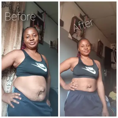A member's before and after photos, side by side.