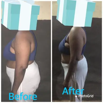 A member's before and after photos, side by side.