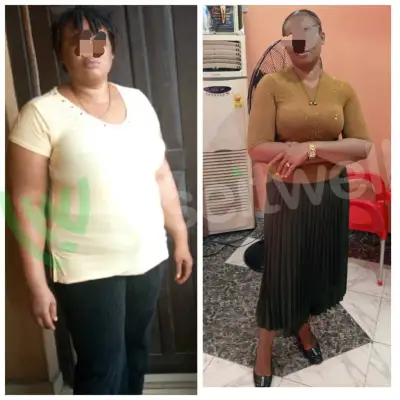 A member's before and after photos, side by side.