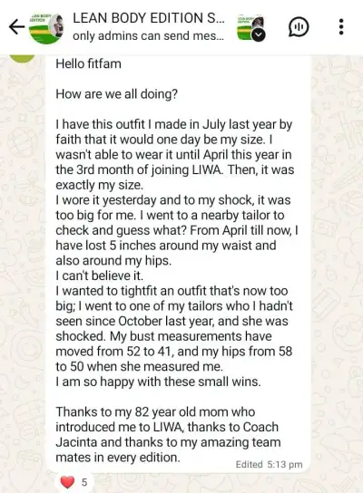 A member's WhatsApp message, shared as originally written. Phone numbers are blurred.