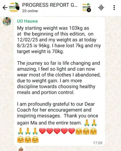 A member's WhatsApp message, shared as originally written. Phone numbers are blurred.
