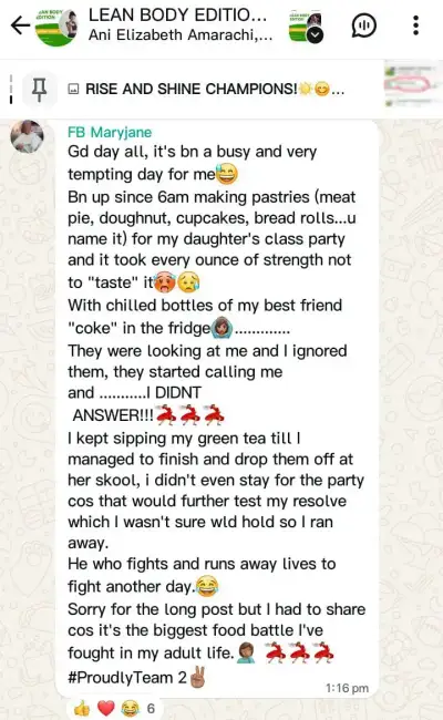 A member's WhatsApp message, shared as originally written. Phone numbers are blurred.