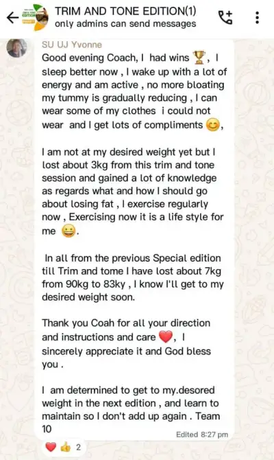 A member's WhatsApp message, shared as originally written. Phone numbers are blurred.