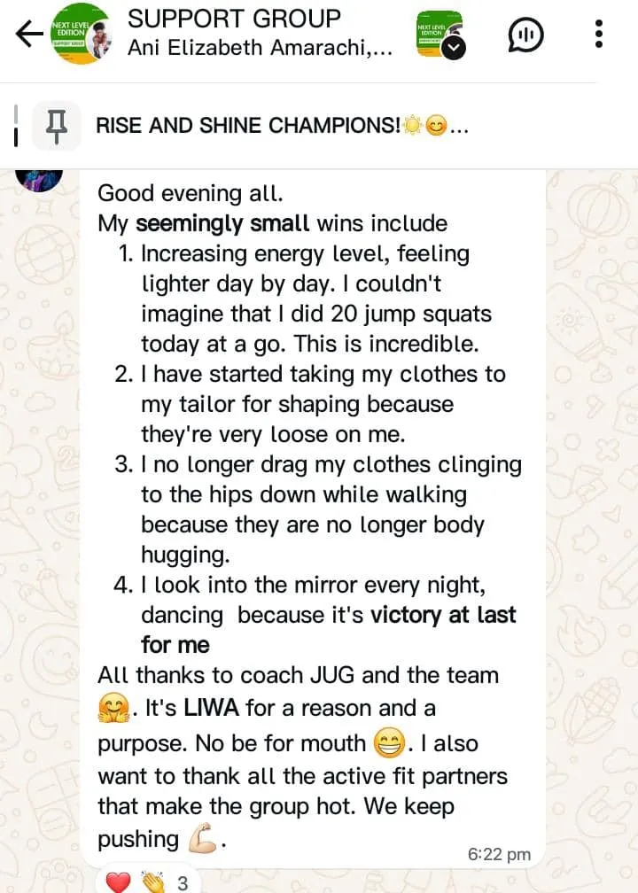 A member's WhatsApp message, shared as originally written. Phone numbers are blurred.