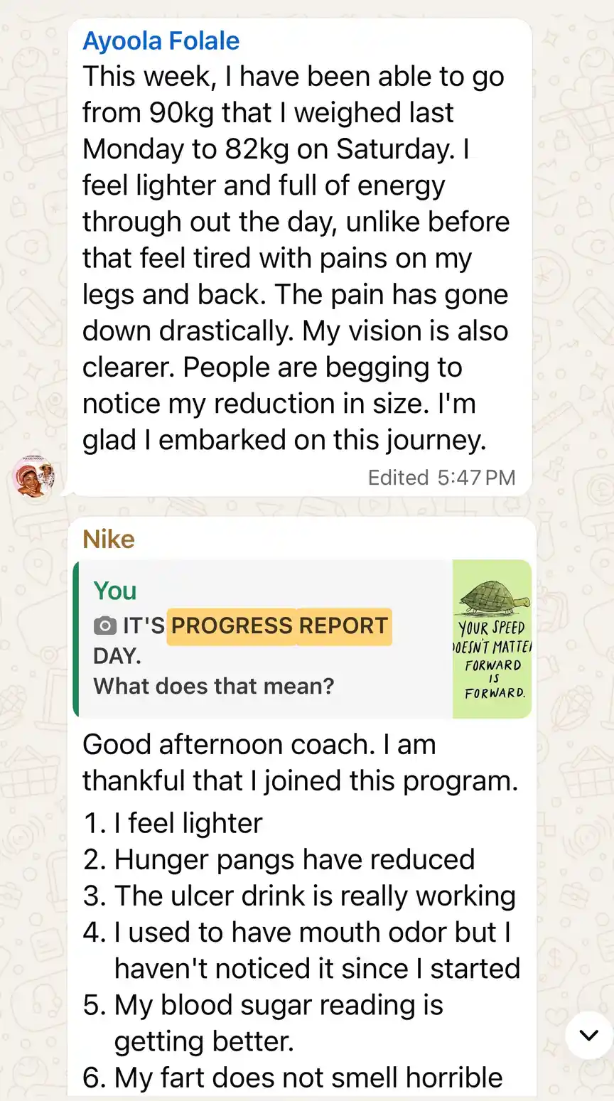 A member's WhatsApp message, shared as originally written. Phone numbers are blurred.