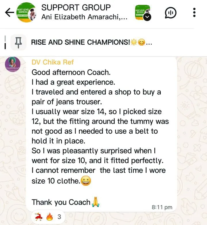 A member's WhatsApp message, shared as originally written. Phone numbers are blurred.