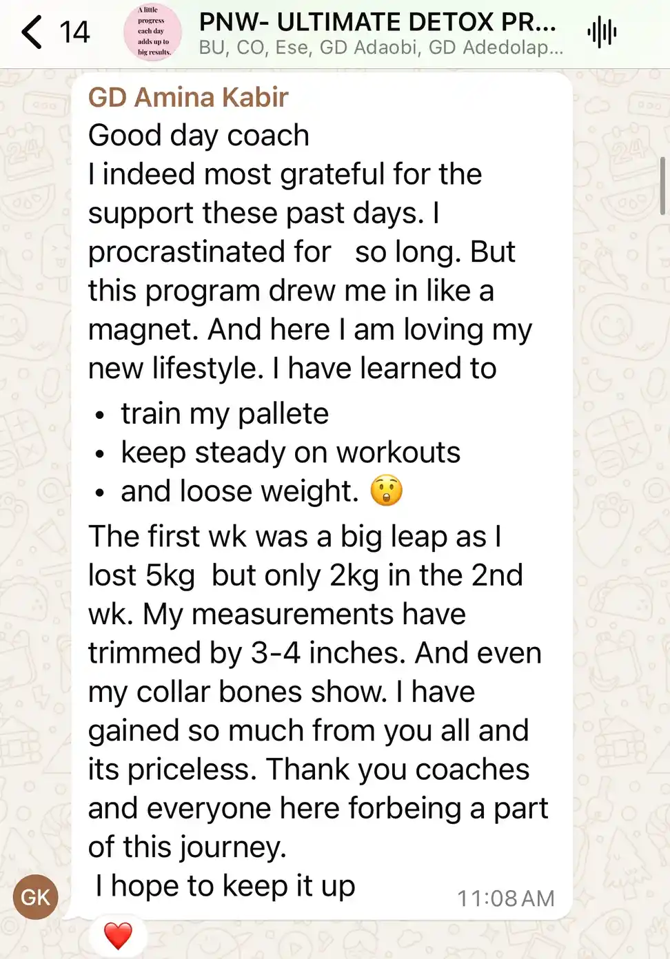 A member's WhatsApp message, shared as originally written. Phone numbers are blurred.