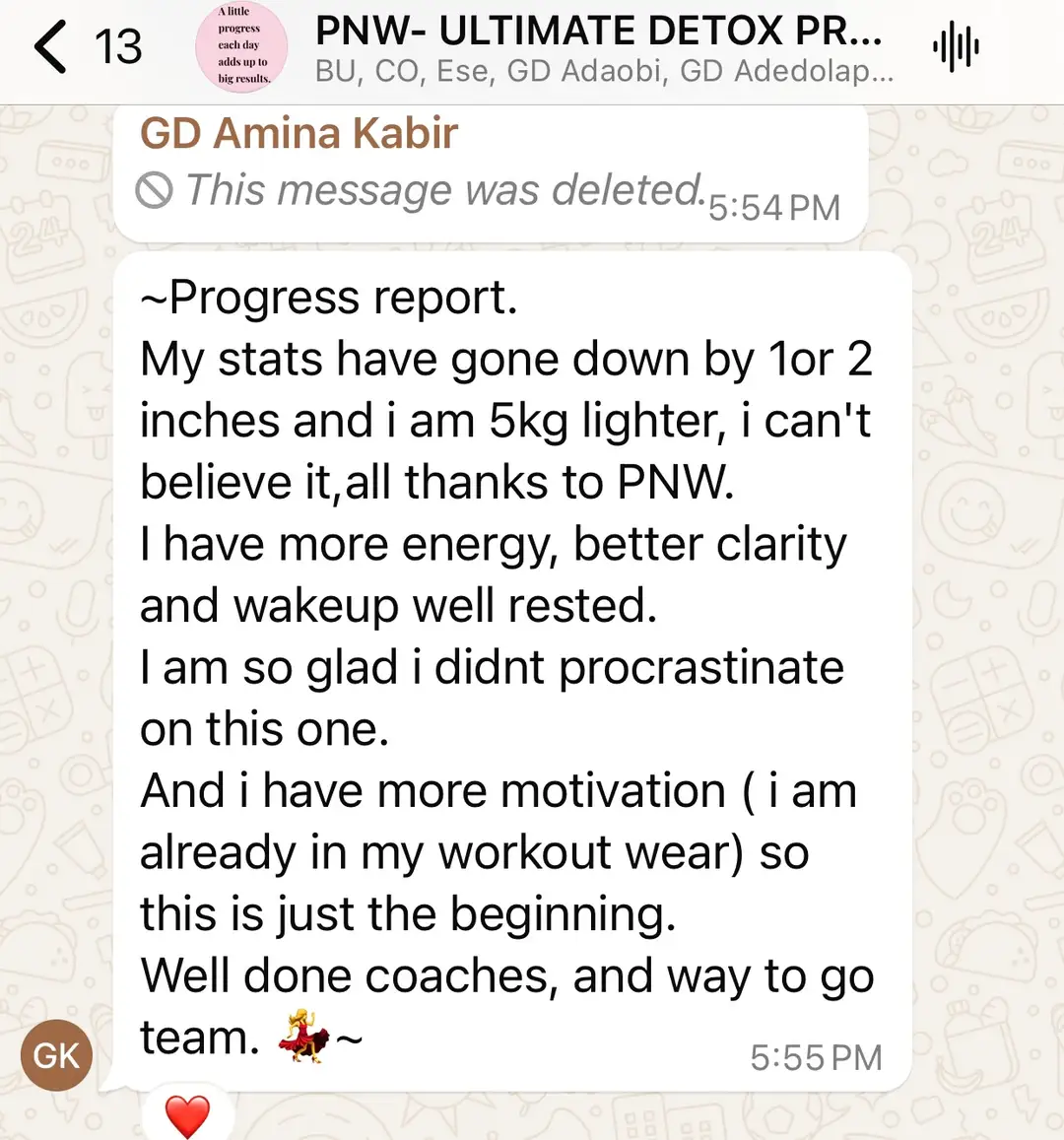 A member's WhatsApp message, shared as originally written. Phone numbers are blurred.