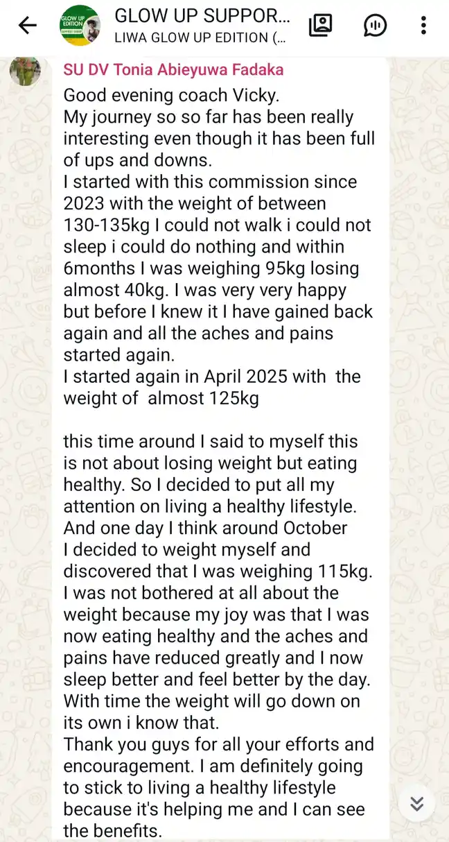 A member's WhatsApp message, shared as originally written. Phone numbers are blurred.