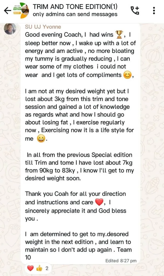 A member's WhatsApp message, shared as originally written. Phone numbers are blurred.